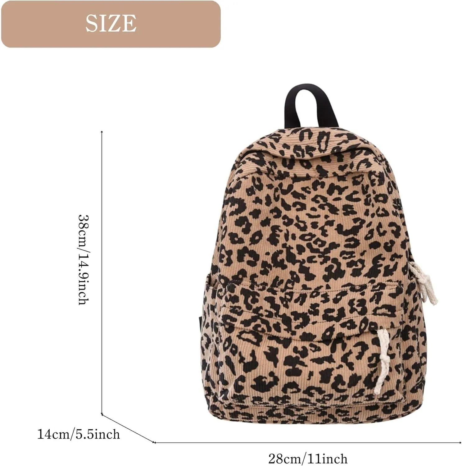 Corduroy Backpack for Women, Fashion Mini Backpack Purse, Animal Print Small Casual Daypack Bookbag (Corduroy Leopard Print C)