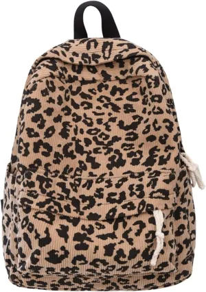 Corduroy Backpack for Women, Fashion Mini Backpack Purse, Animal Print Small Casual Daypack Bookbag (Corduroy Leopard Print C)