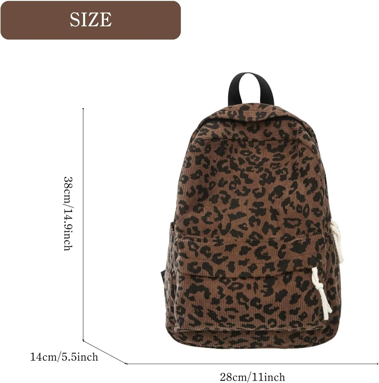Corduroy Backpack for Women, Fashion Mini Backpack Purse, Animal Print Small Casual Daypack Bookbag (Corduroy Leopard Print D)