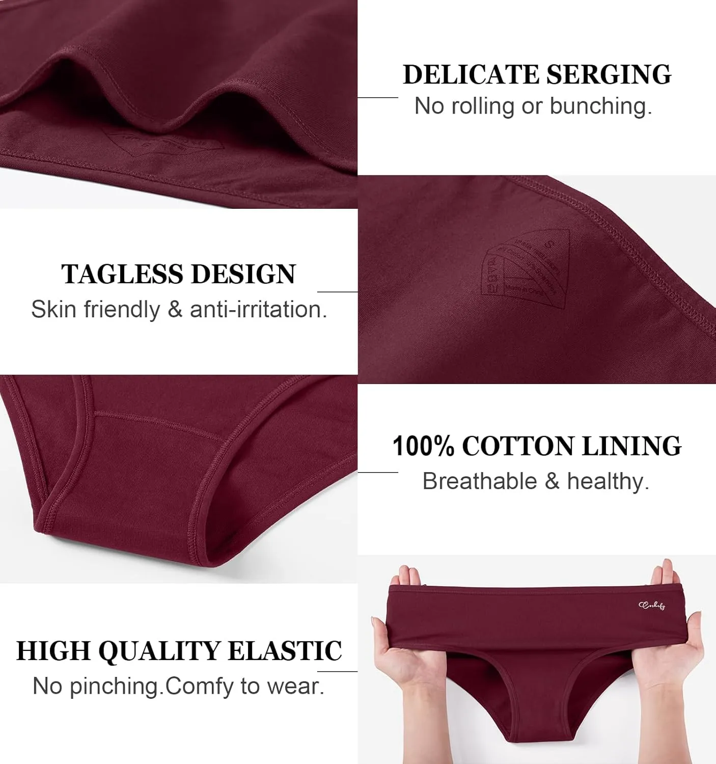 coskefy Women's Underwear Cotton Hipster Panties Low Rise Briefs Soft Strench Breathable Ladies Bikini Underwear 6 Pack