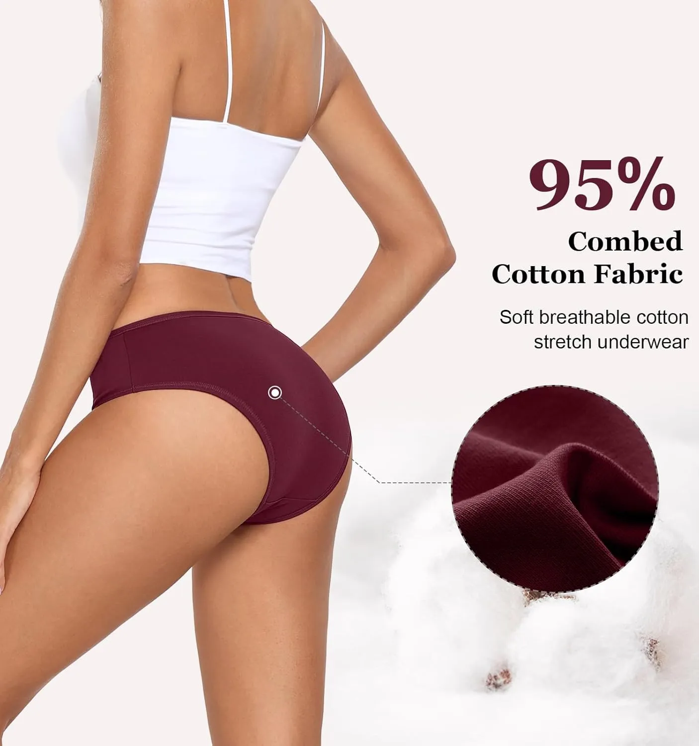 coskefy Women's Underwear Cotton Hipster Panties Low Rise Briefs Soft Strench Breathable Ladies Bikini Underwear 6 Pack