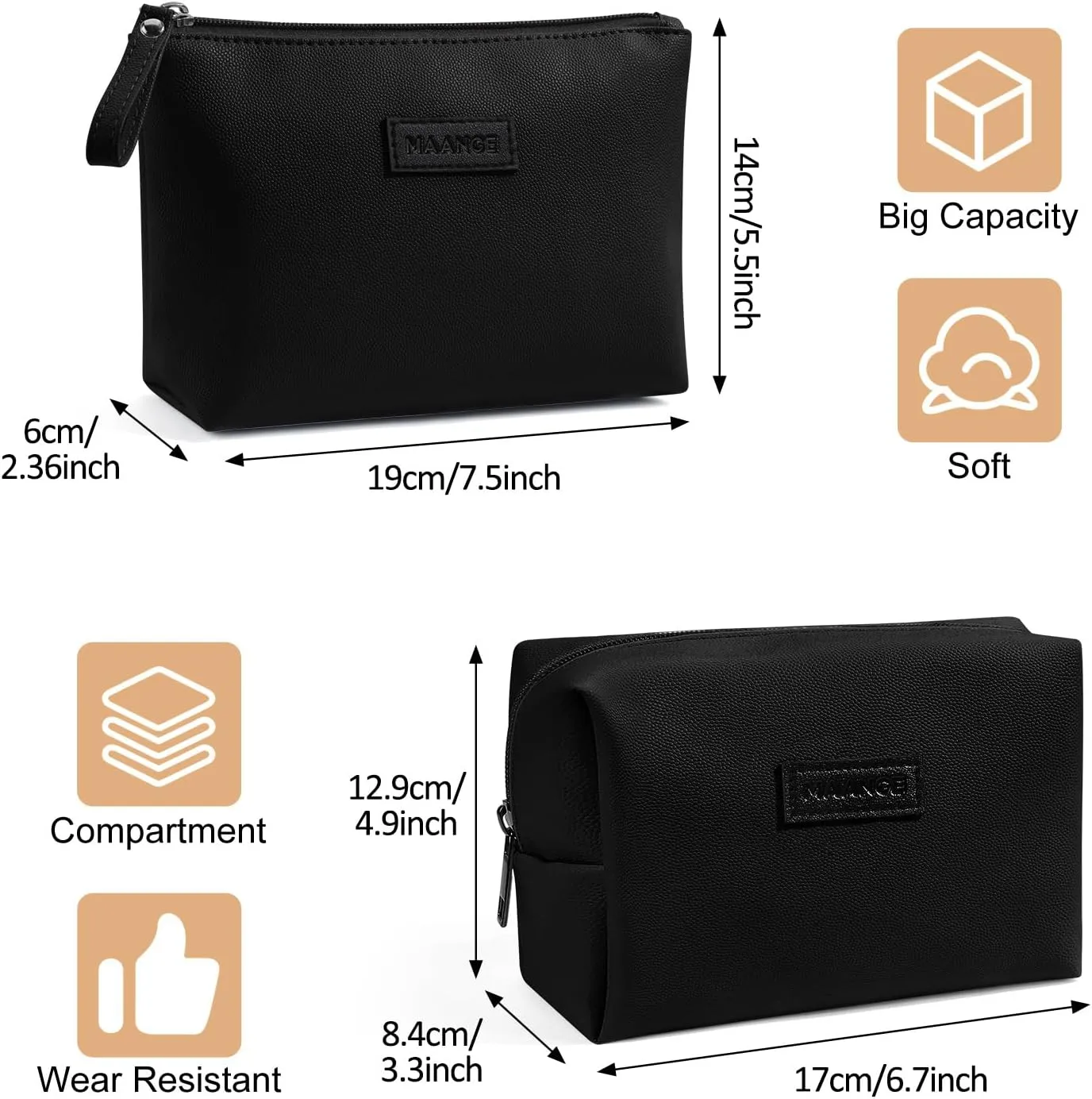 Cosmetic Bags for Women Small Makeup Bag for Purse Pu Leather Makeup Pouch Travel Makeup Bag with Zipper Make Up Bag for Travelling