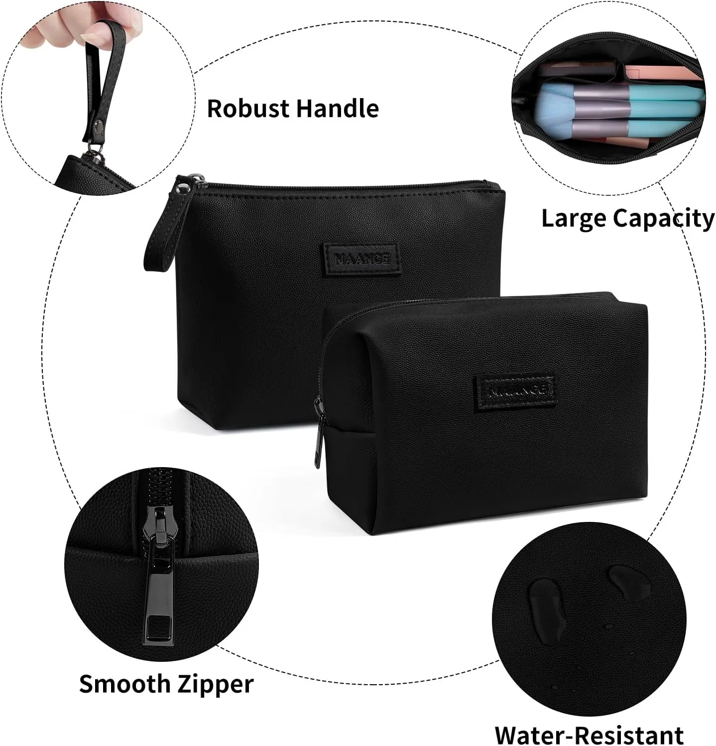Cosmetic Bags for Women Small Makeup Bag for Purse Pu Leather Makeup Pouch Travel Makeup Bag with Zipper Make Up Bag for Travelling