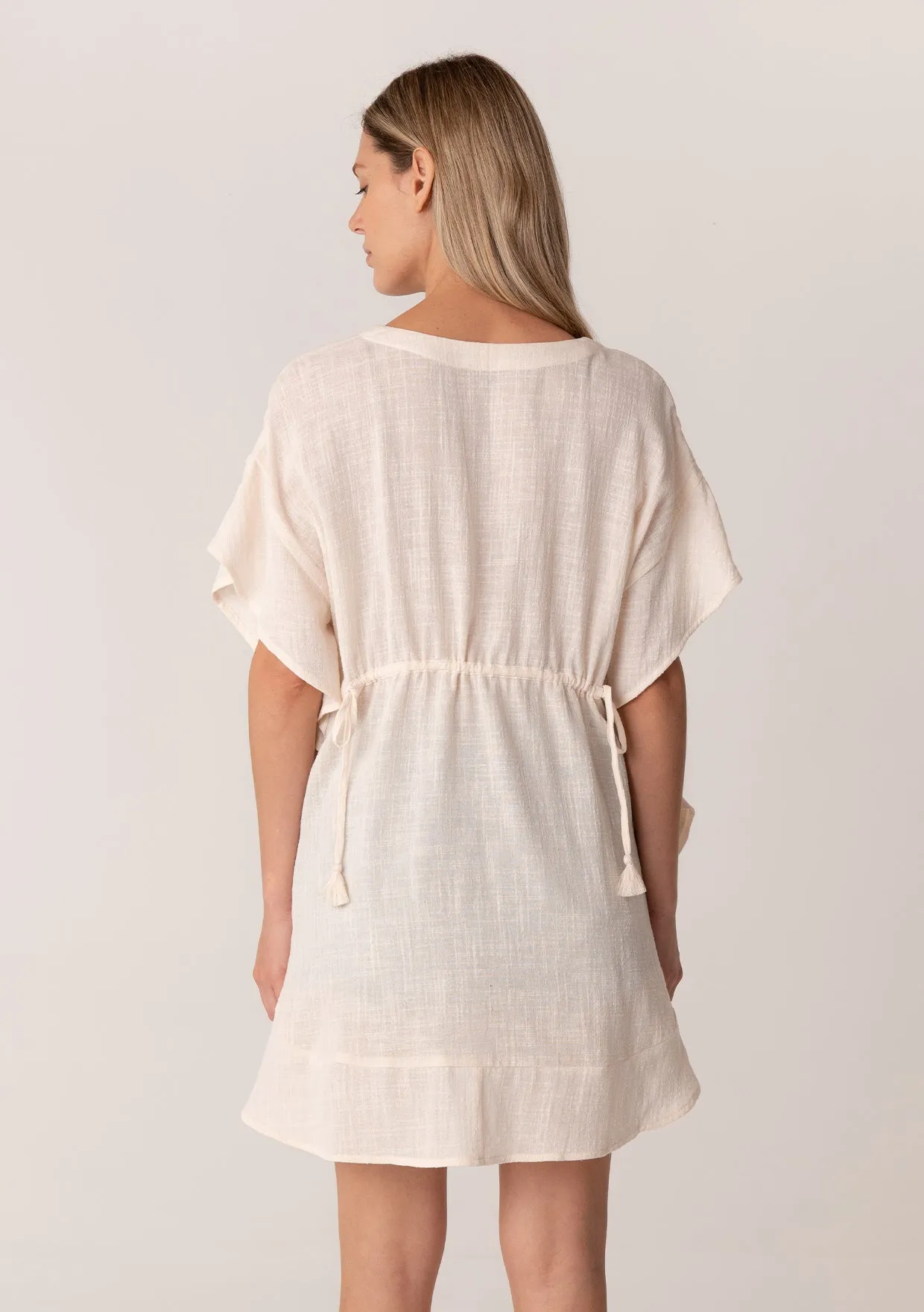 Cotton Embroidered Ruffle Sleeve Caftan