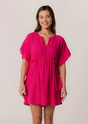 Cotton Embroidered Ruffle Sleeve Caftan