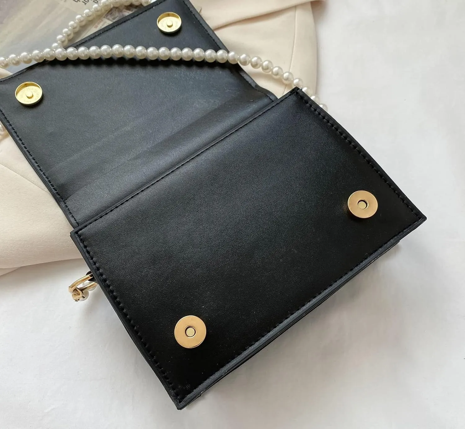 Cow Print Clutches Pearl Strap Evening Purse Mini Handbag Crossbody Bag