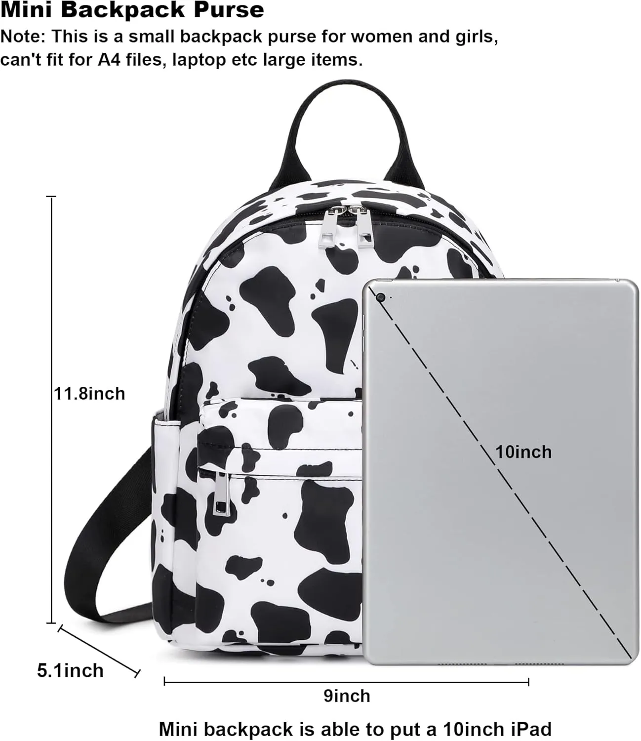 Cow Print Mini Backpack Women Girls, Small Backpack Purse for Adults Teens Kids School Travel