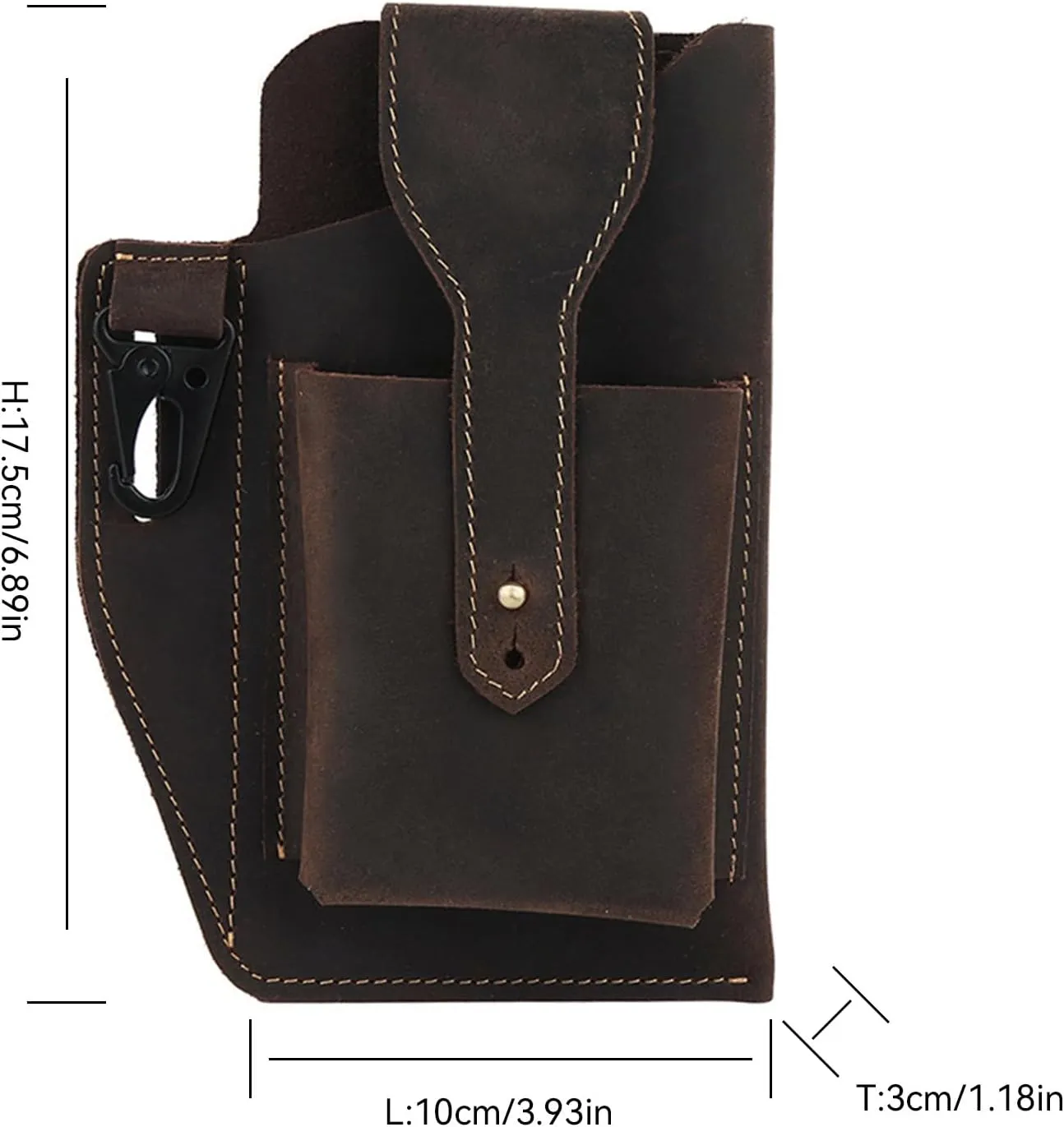 Crazy Horse Leather Mobile Phone Bag Tactical Waist Bag Hanging Bag Retro Genuine Leather Men's Waist Bag