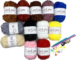 Crochet Yarn kit, 12x60g Chenille Yarn Skeins for Crochet and Knitting, 1200  Yard, Free Crochet/Amigurumi Patterns, Craft Worsted Yarn Perfect Starter Kit
