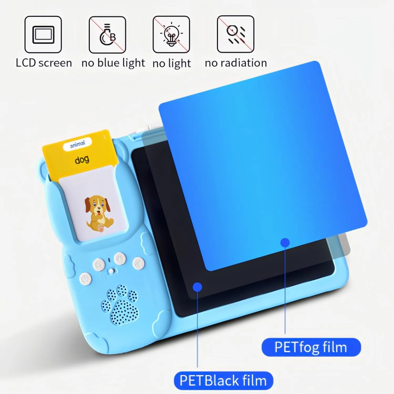 Croeve Talking Tablet, LED Writing Tablet for Kids, 2-in-1 Voice Pad & Drawing Pad, Magic Doodle Board Drawing for Kids Electronic Writing Board (1 PCS Blue, 224 Words)