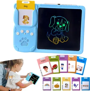 Croeve Talking Tablet, LED Writing Tablet for Kids, 2-in-1 Voice Pad & Drawing Pad, Magic Doodle Board Drawing for Kids Electronic Writing Board (1 PCS Blue, 224 Words)