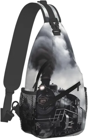 Crossbody Bag for Women Men Steam Train Clouds_77994460 Chest Bag Crossbody Sling Bag Adjustable Shoulder Bag