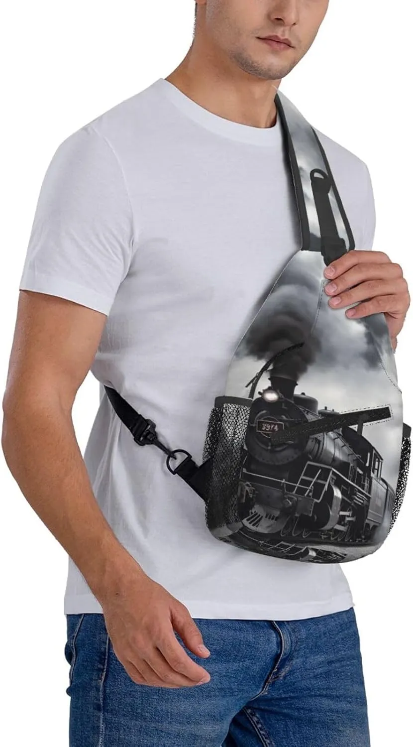 Crossbody Bag for Women Men Steam Train Clouds_77994460 Chest Bag Crossbody Sling Bag Adjustable Shoulder Bag