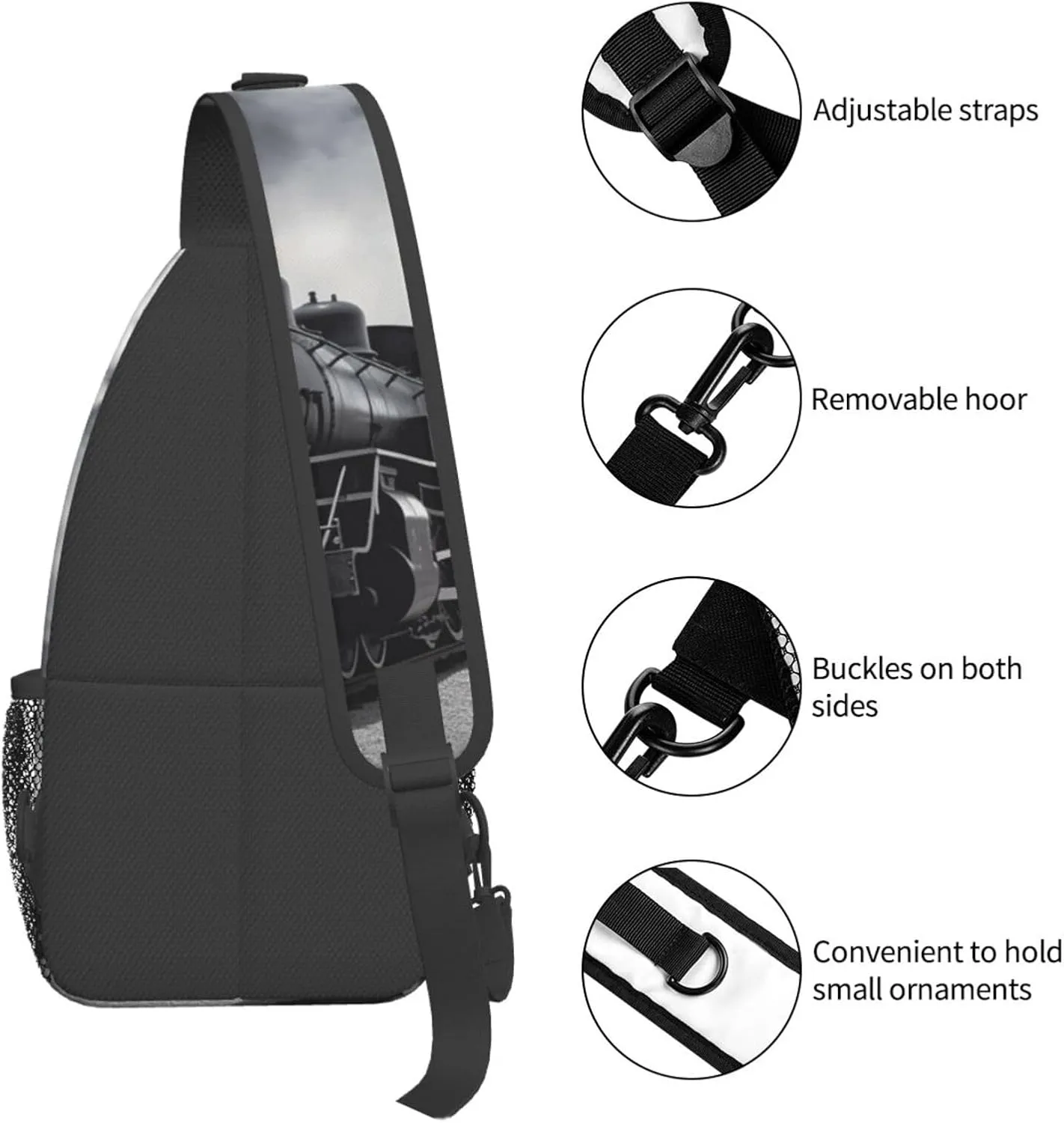 Crossbody Bag for Women Men Steam Train Clouds_77994460 Chest Bag Crossbody Sling Bag Adjustable Shoulder Bag