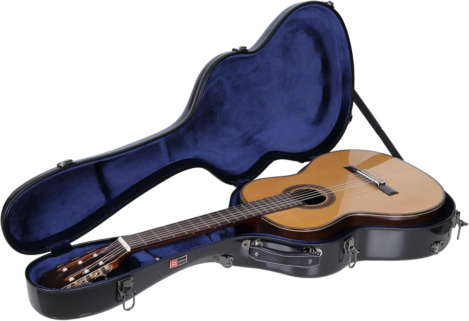 Crossrock Deluxe Fiberglass Classical Guitar Case, 4/4 Full Size, Black (CRF2020CBK)