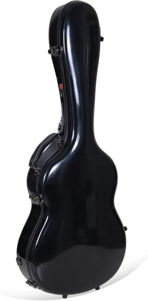 Crossrock Deluxe Fiberglass Classical Guitar Case, 4/4 Full Size, Black (CRF2020CBK)