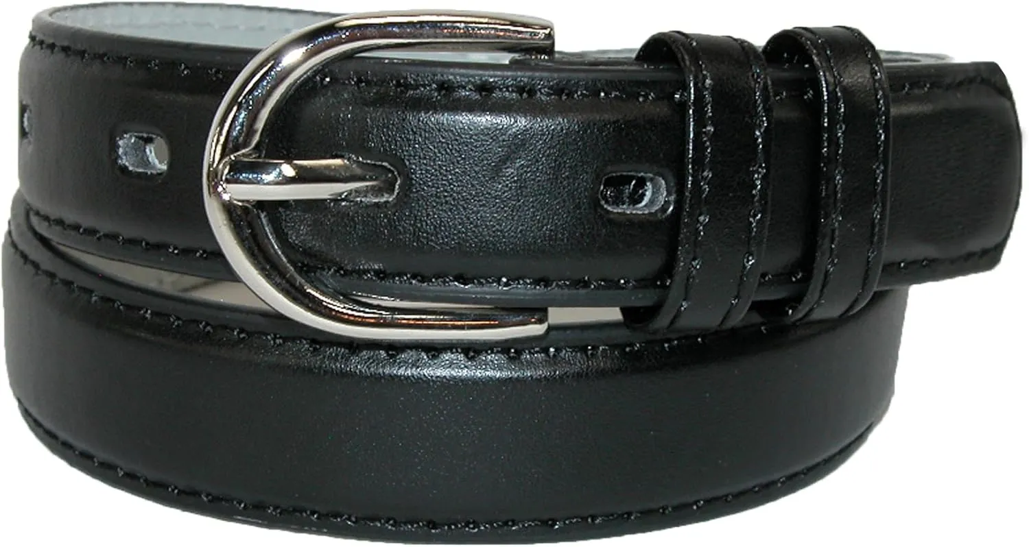 CTM® Kid's Leather 1 inch Basic Dress Belt (Pack of 2)