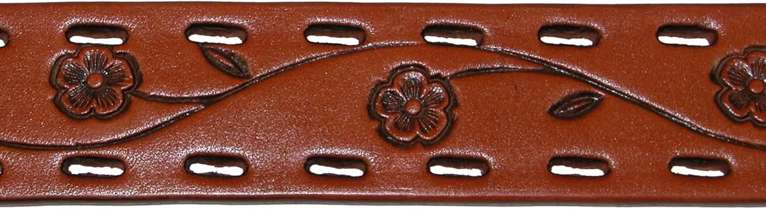 CTM® Women's Center Bar Buckle Belt with Flowers