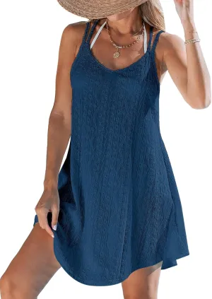 CUPSHE Women Bathing Suit Cover Up Spaghetti Straps Swim Beach Dresses Hollow Out Swimsuit Coverup 2025