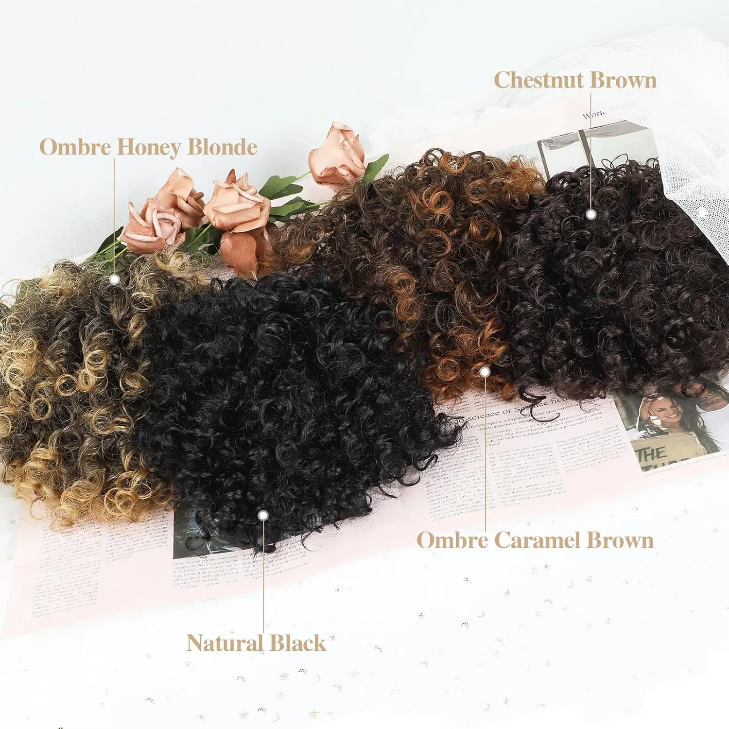 Curly Drawstring Ponytail Extension for Black Women - Curly Hair Extensions with Drawstring Ponytail (Brown with Honey Blonde)