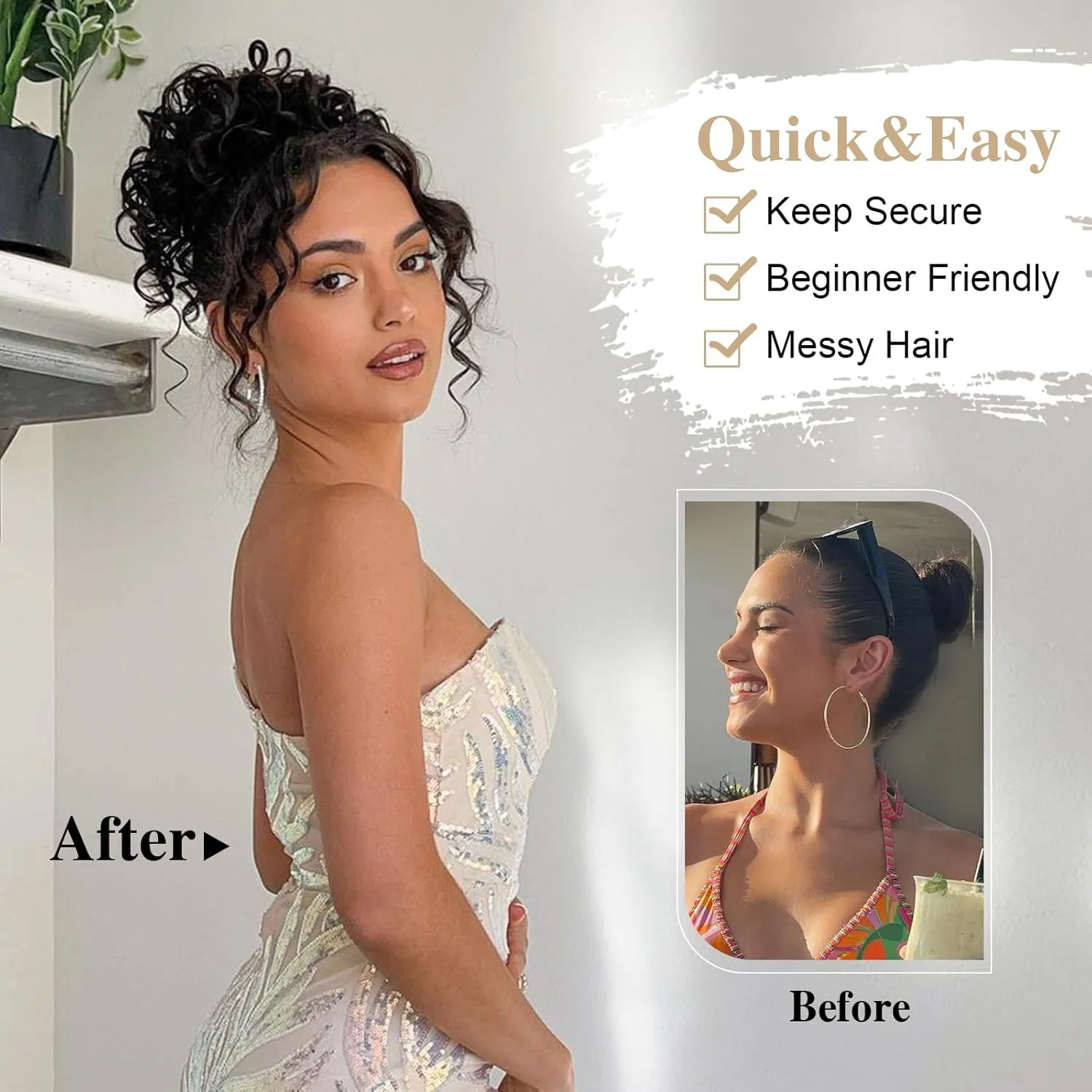 Curly Drawstring Ponytail Extension for Black Women - Curly Hair Extensions with Drawstring Ponytail (Brown with Honey Blonde)