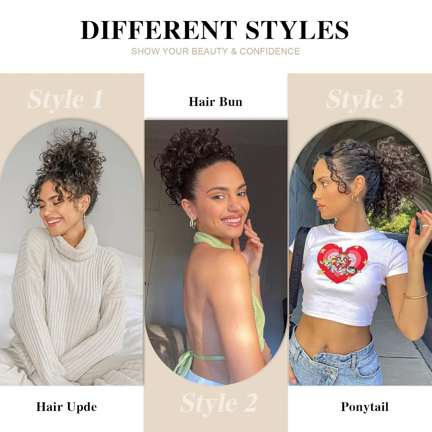 Curly Drawstring Ponytail Extension for Black Women - Curly Hair Extensions with Drawstring Ponytail (Brown with Honey Blonde)