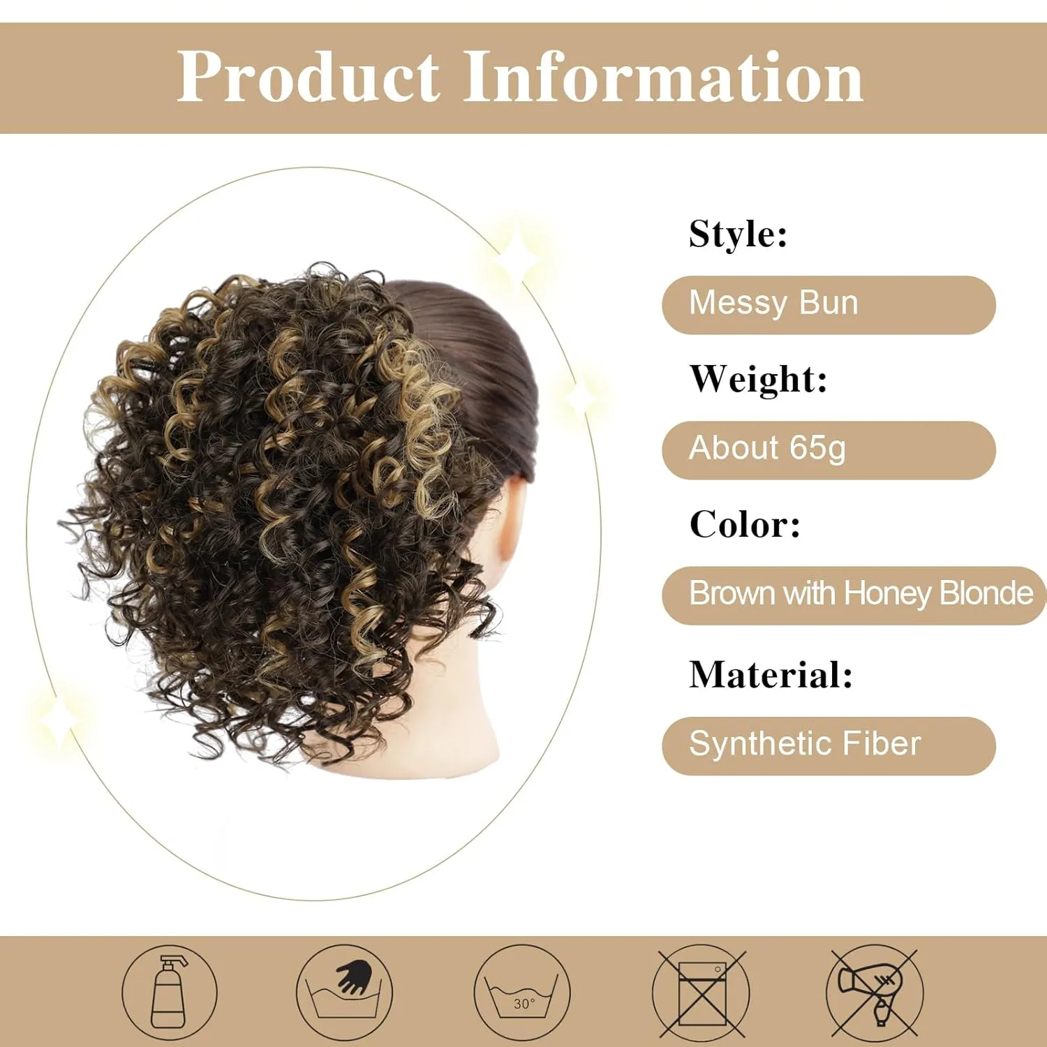 Curly Drawstring Ponytail Extension for Black Women - Curly Hair Extensions with Drawstring Ponytail (Brown with Honey Blonde)