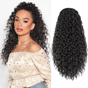 Curly Ponytail Extension Drawstring Ponytail 20 Inch Long Wavy Curly Clip in Ponytails Fake Pony Tails Hair Extensions Synthetic Curly Hair Thick Ponytail Extension Hairpiece