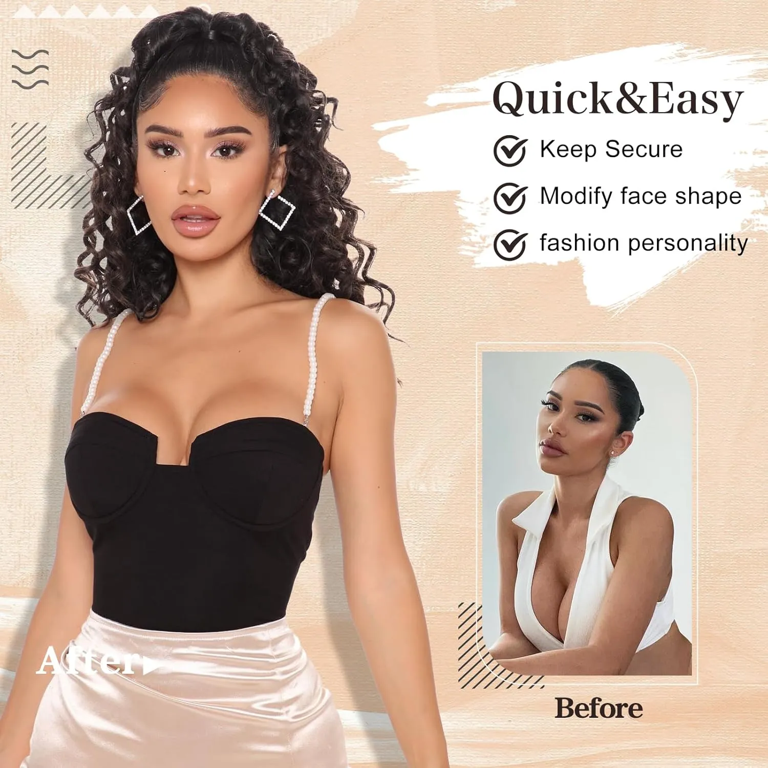Curly Ponytail Extension Drawstring Ponytail 20 Inch Long Wavy Curly Clip in Ponytails Fake Pony Tails Hair Extensions Synthetic Curly Hair Thick Ponytail Extension Hairpiece