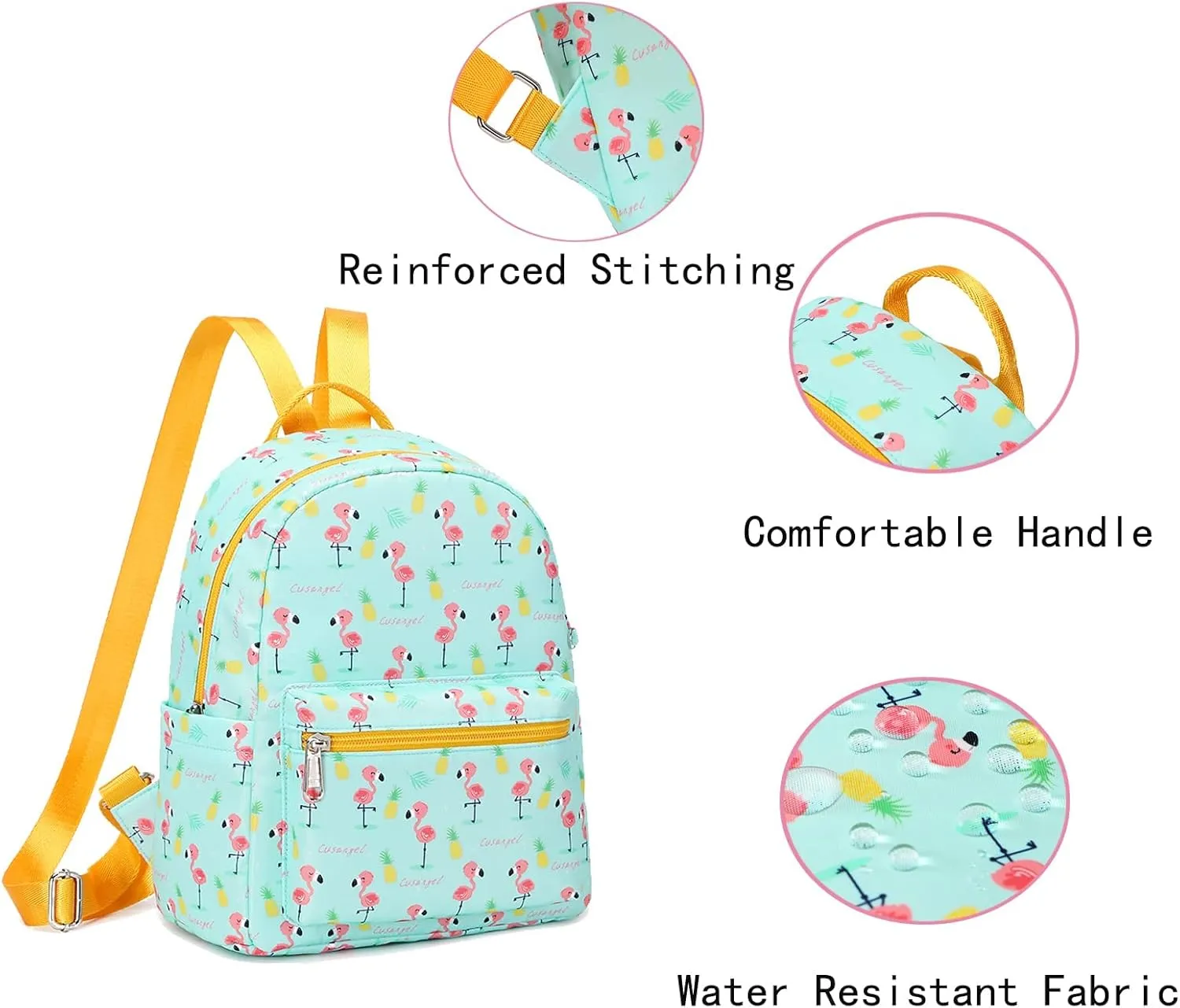 Cusangel Green Small Backpack Girls, Water-resistant Flowers Mini Backpack Daypack Shoulder Bag Woman Kids School Travel