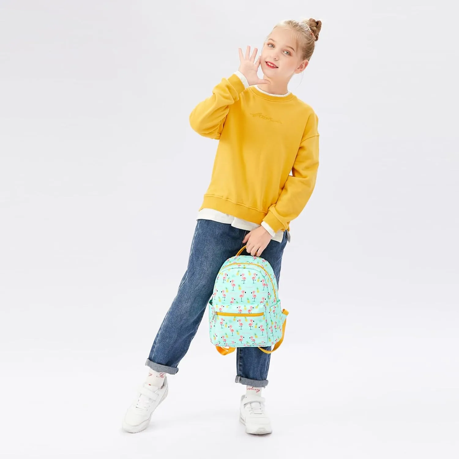 Cusangel Green Small Backpack Girls, Water-resistant Flowers Mini Backpack Daypack Shoulder Bag Woman Kids School Travel