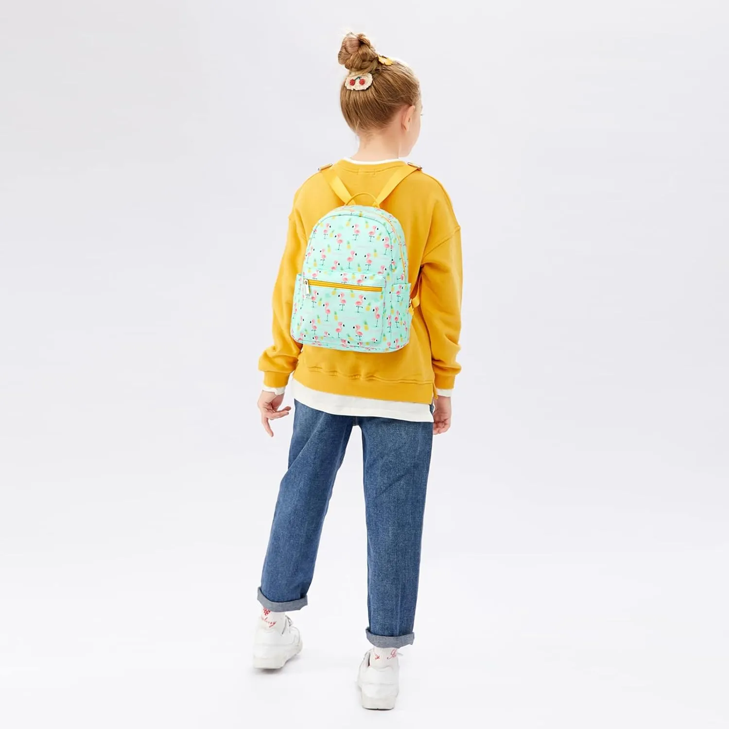 Cusangel Green Small Backpack Girls, Water-resistant Flowers Mini Backpack Daypack Shoulder Bag Woman Kids School Travel
