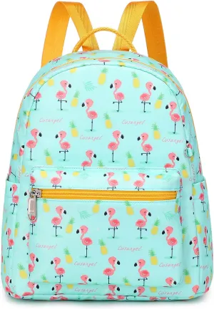 Cusangel Green Small Backpack Girls, Water-resistant Flowers Mini Backpack Daypack Shoulder Bag Woman Kids School Travel