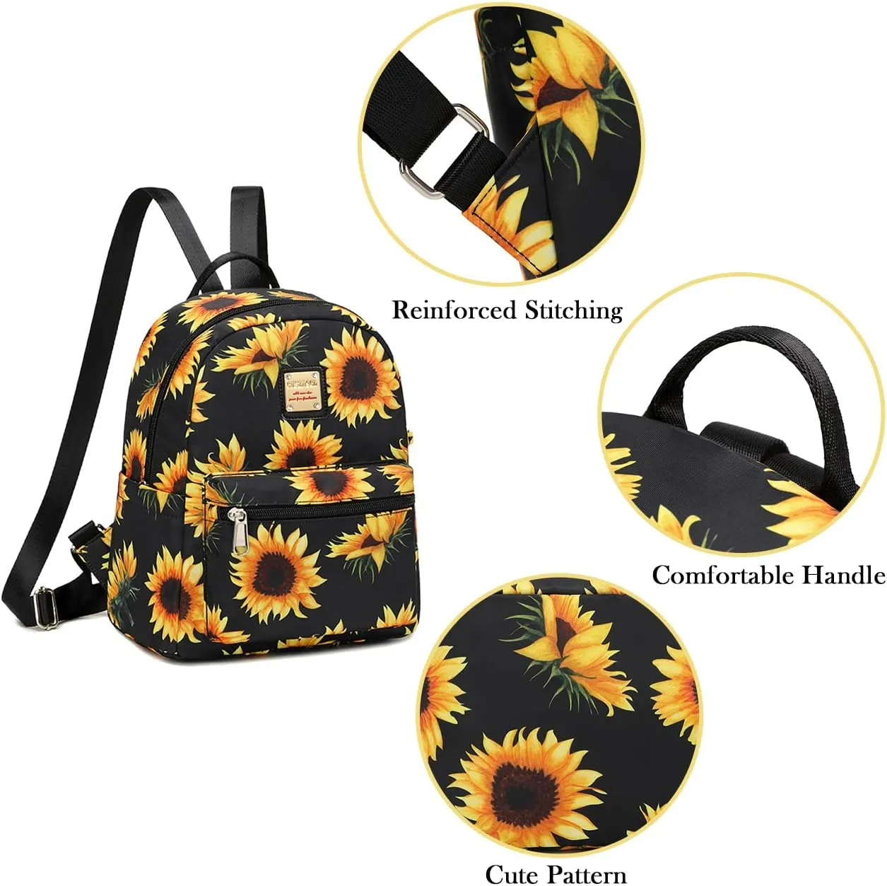 Cusangel Small Backpack Purse for Women, Mini Backpack Purse for Women Girls, Sunflower Backpack for Birthday Day Mothers Day Gifts etc,Fashion Ladies Shoulder Bag with Water Bottle Pockets