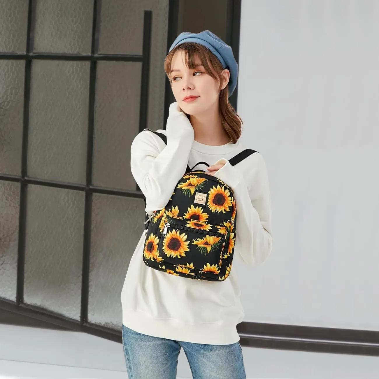 Cusangel Small Backpack Purse for Women, Mini Backpack Purse for Women Girls, Sunflower Backpack for Birthday Day Mothers Day Gifts etc,Fashion Ladies Shoulder Bag with Water Bottle Pockets