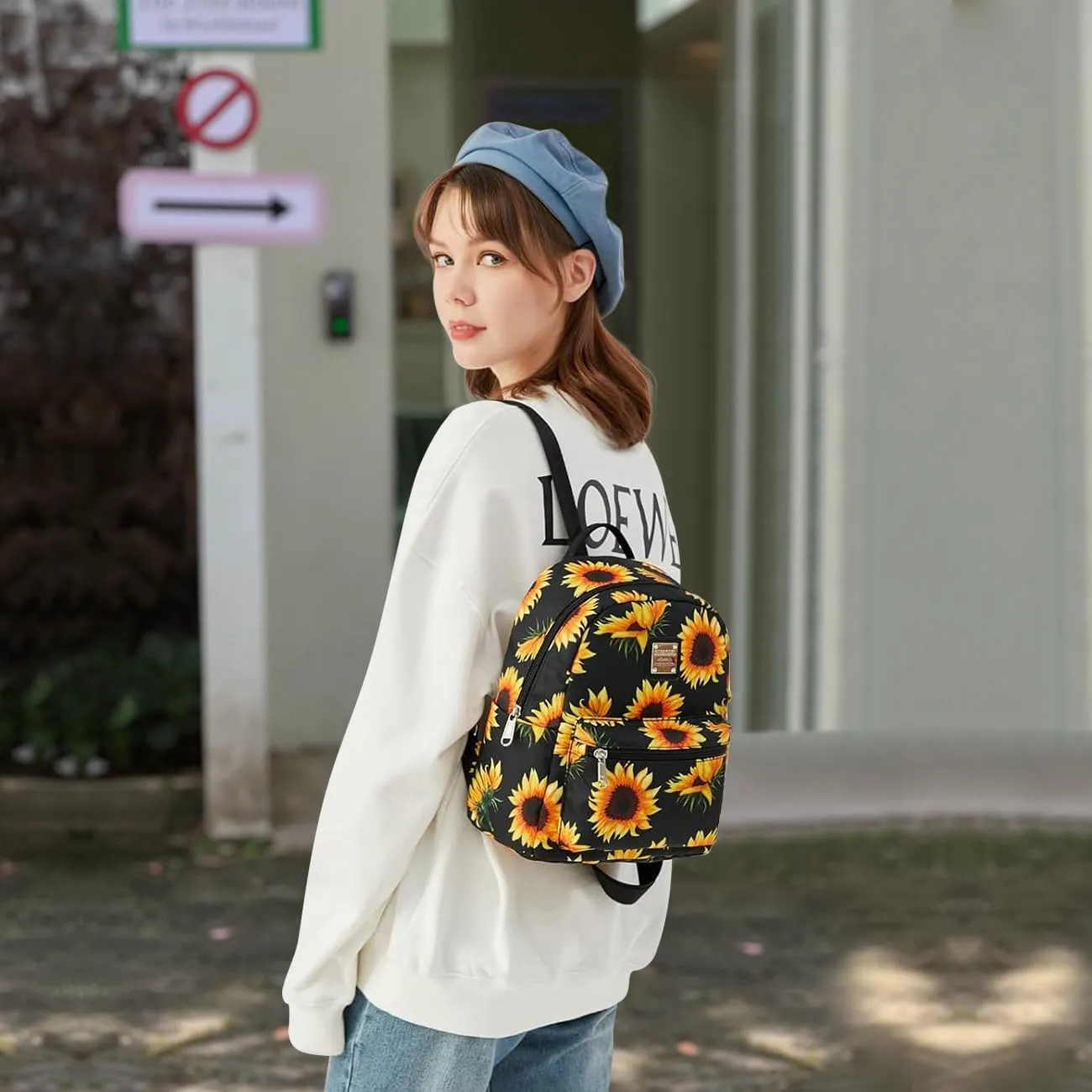Cusangel Small Backpack Purse for Women, Mini Backpack Purse for Women Girls, Sunflower Backpack for Birthday Day Mothers Day Gifts etc,Fashion Ladies Shoulder Bag with Water Bottle Pockets