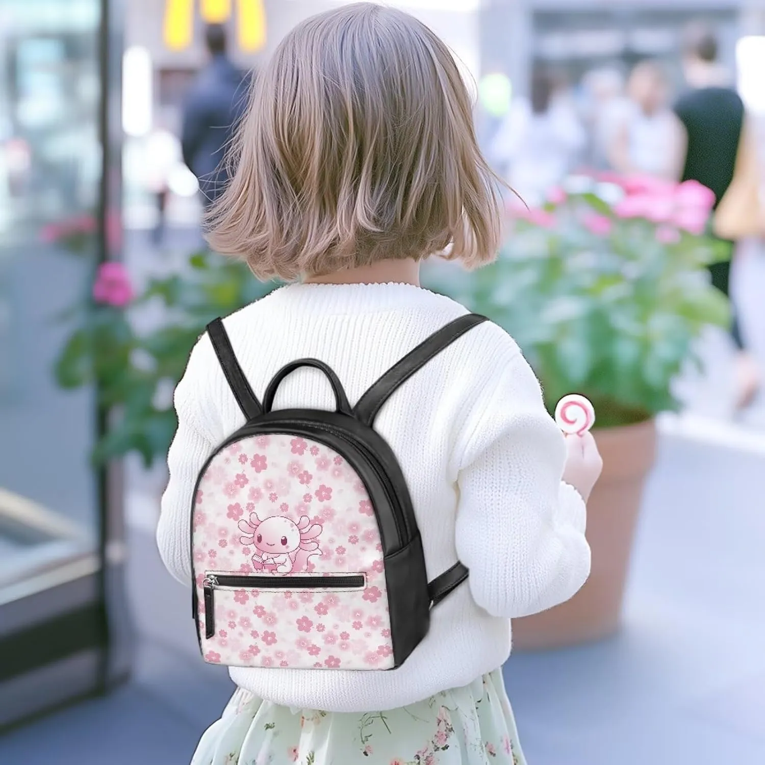 Custom Kawaii Mini Backpack Purse For Women Teen Girls Cute Mini Backpacks PU Leather Zipper Closure Handbag Tote Small Travel Shopping Bag Book Salamander Print