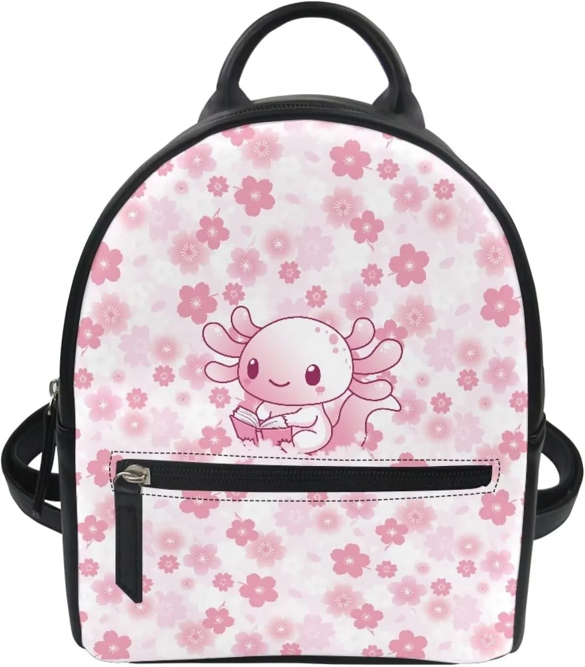 Custom Kawaii Mini Backpack Purse For Women Teen Girls Cute Mini Backpacks PU Leather Zipper Closure Handbag Tote Small Travel Shopping Bag Book Salamander Print