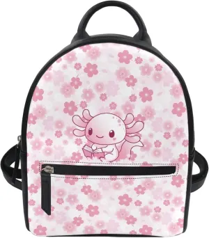 Custom Kawaii Mini Backpack Purse For Women Teen Girls Cute Mini Backpacks PU Leather Zipper Closure Handbag Tote Small Travel Shopping Bag Book Salamander Print