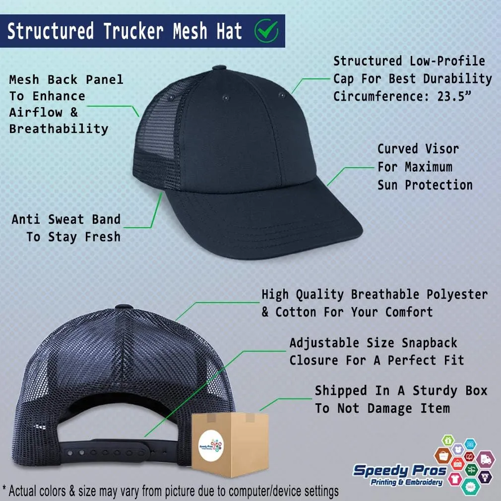 Custom Trucker Hat Baseball Cap I'd Rather Be Fishing Blue Embroidery Cotton