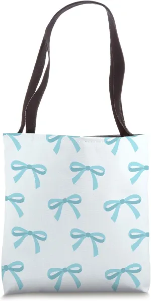 Cute and Feminine Mini Bows, Pastel Blues Coquette Aesthetic Tote Bag