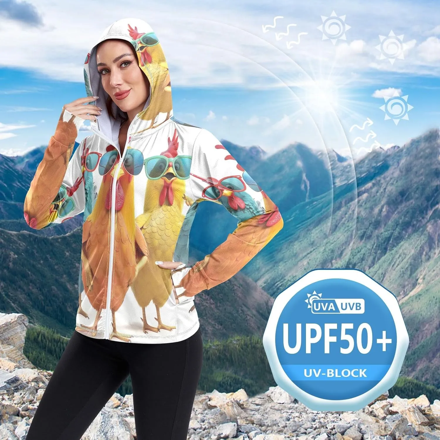 Cute Smiling Starfish Upf Shirt Women, Upf 50  Women's Hiking Clothing, Womens Athletic Long Sleeve Shirts S-XXL