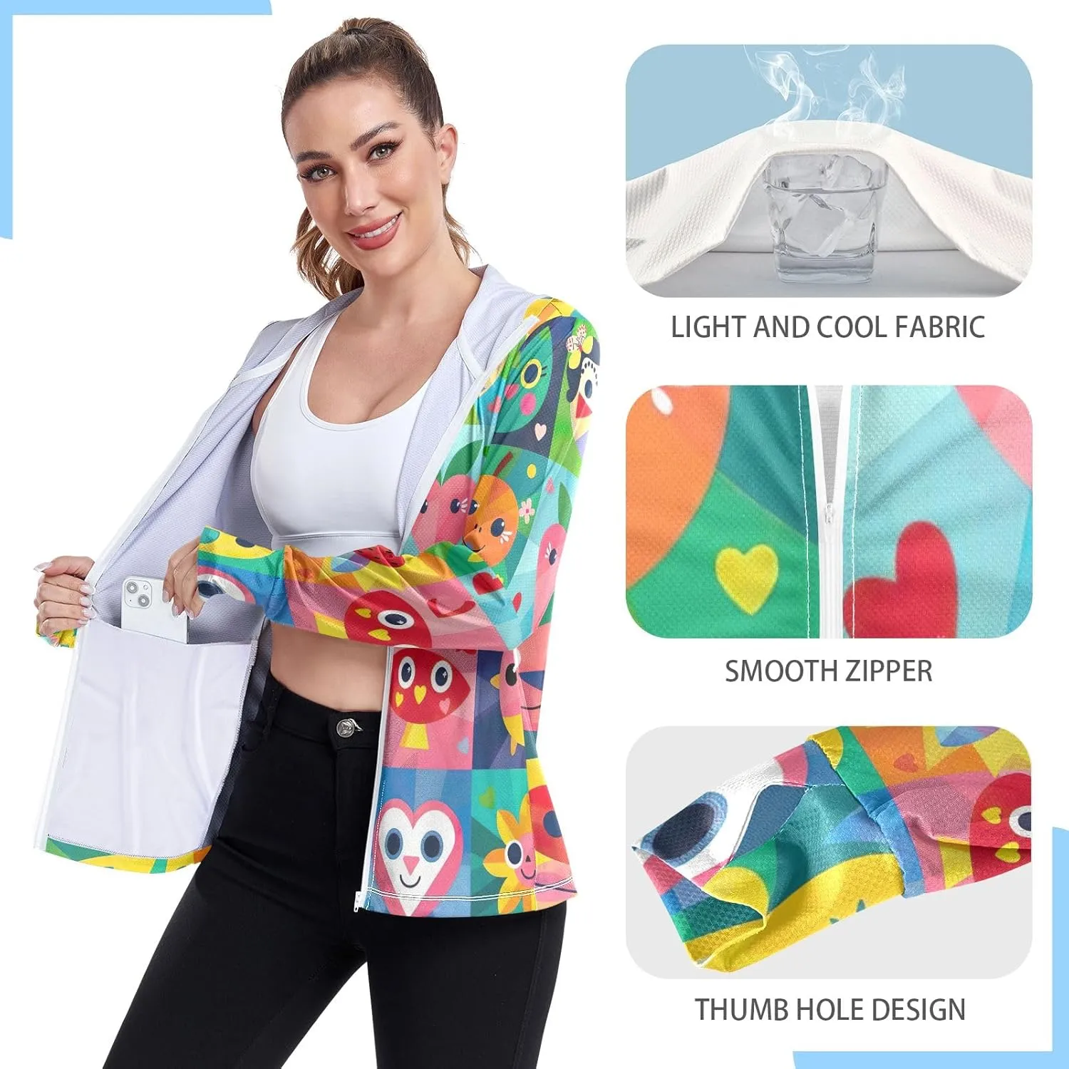 Cute Smiling Starfish Upf Shirt Women, Upf 50  Women's Hiking Clothing, Womens Athletic Long Sleeve Shirts S-XXL
