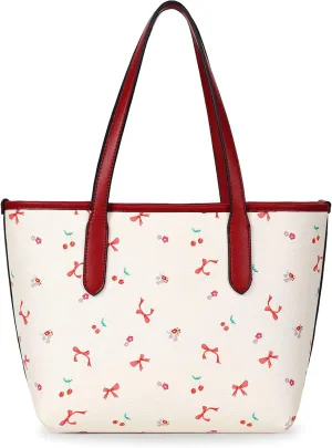 Cute Tote Bag Bow Purse Small Shoulder Bag Faux Leather Mini Tote Trendy Coquette Aesthetic Handbag for Women