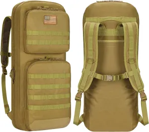 CVLIFE 30" 34" Soft Rifle Case Gun Backpack, Tactical Double Rifle Backpack Gun Bag Covert Bug Out Bag, with Lockable Zipper for Hunting Shooting