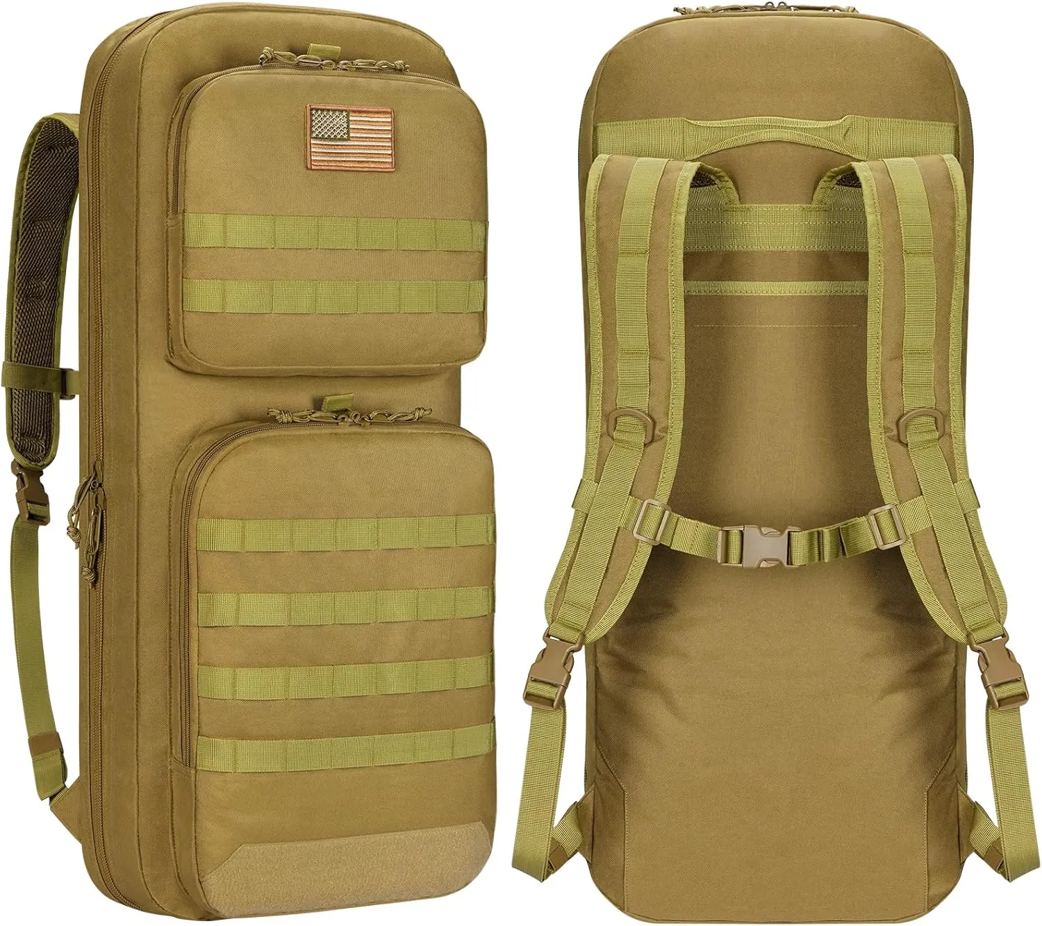 CVLIFE 30" 34" Soft Rifle Case Gun Backpack, Tactical Double Rifle Backpack Gun Bag Covert Bug Out Bag, with Lockable Zipper for Hunting Shooting