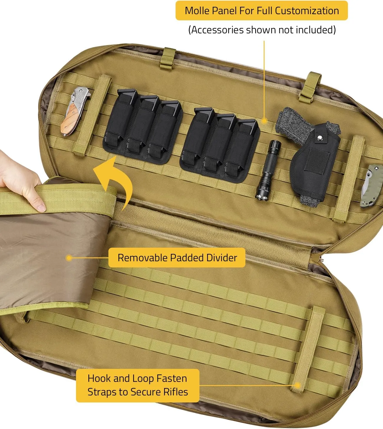 CVLIFE 30" 34" Soft Rifle Case Gun Backpack, Tactical Double Rifle Backpack Gun Bag Covert Bug Out Bag, with Lockable Zipper for Hunting Shooting