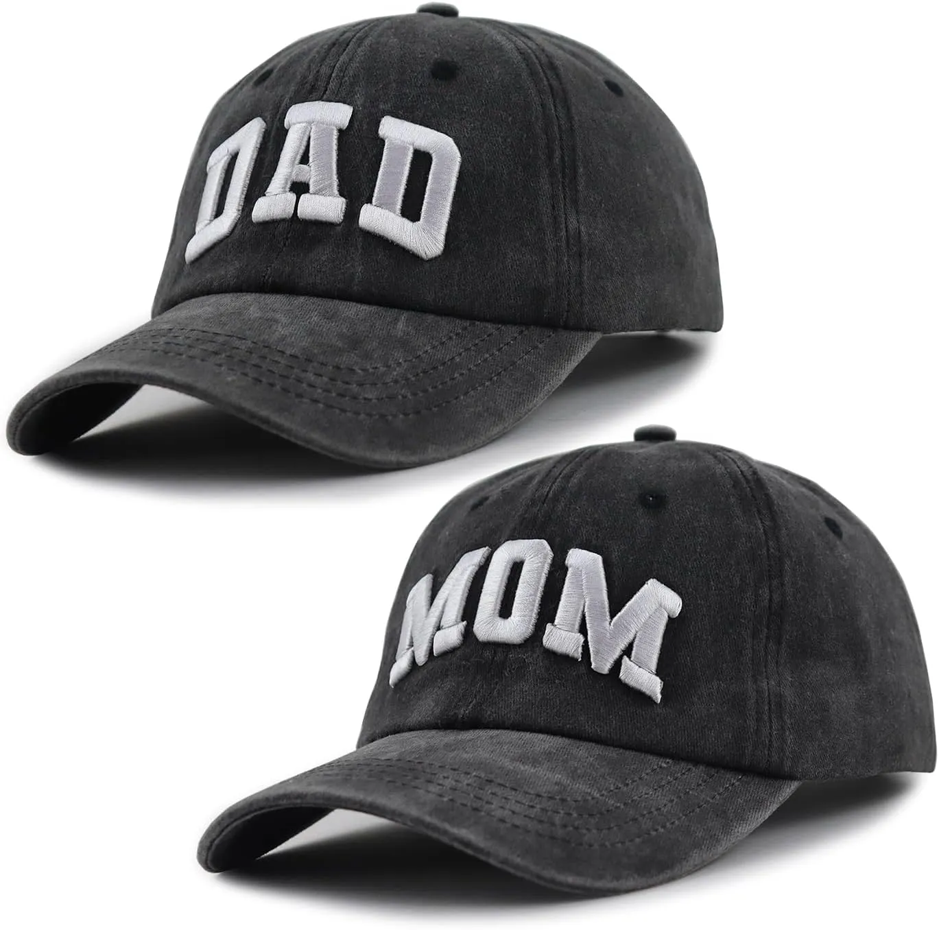 Dad and Mom Hats for Men Women, 3D Embroidered Adjustable Washed Cotton Fathers Mothers Day Birthday Baseball Caps
