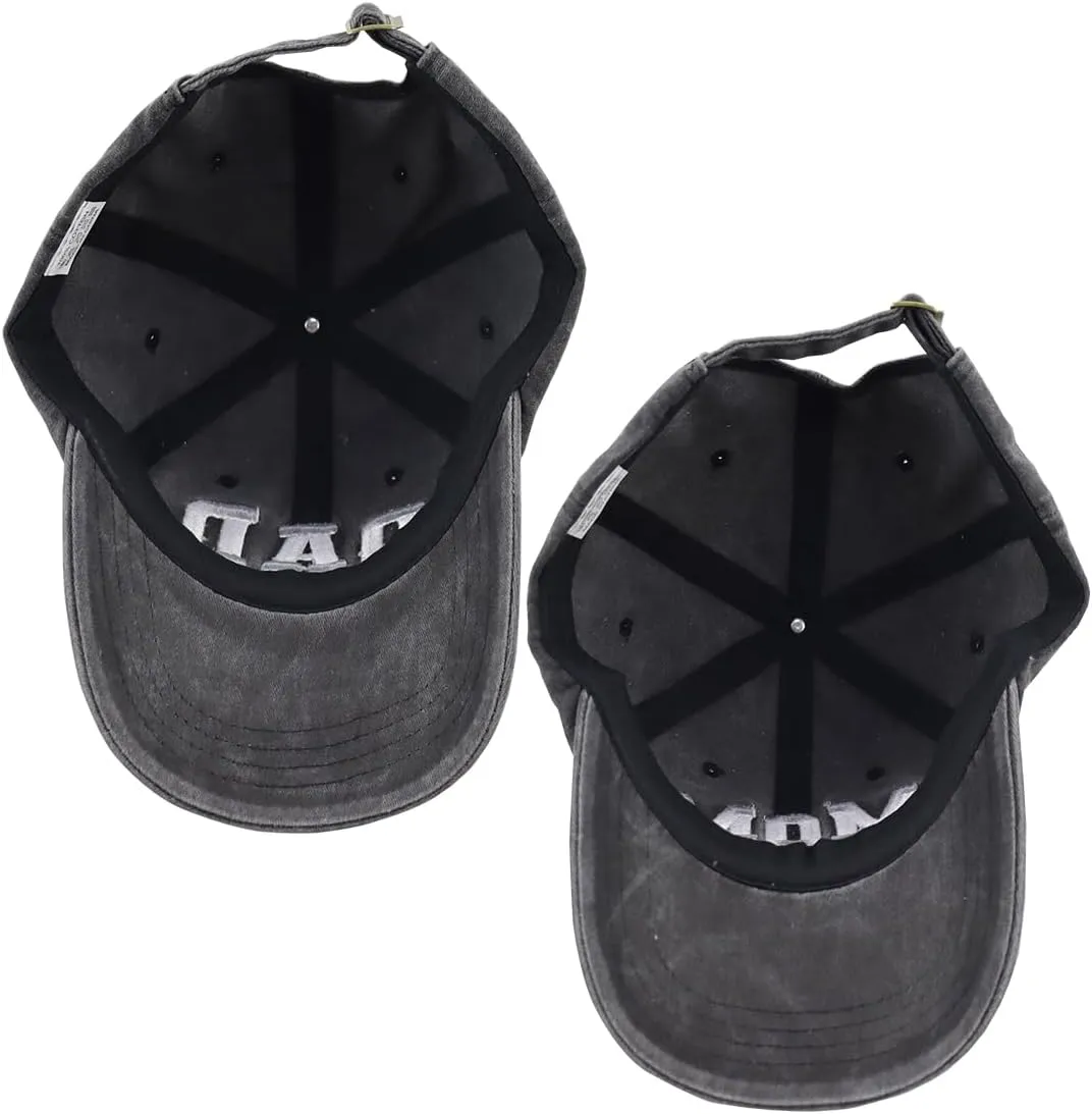 Dad and Mom Hats for Men Women, 3D Embroidered Adjustable Washed Cotton Fathers Mothers Day Birthday Baseball Caps