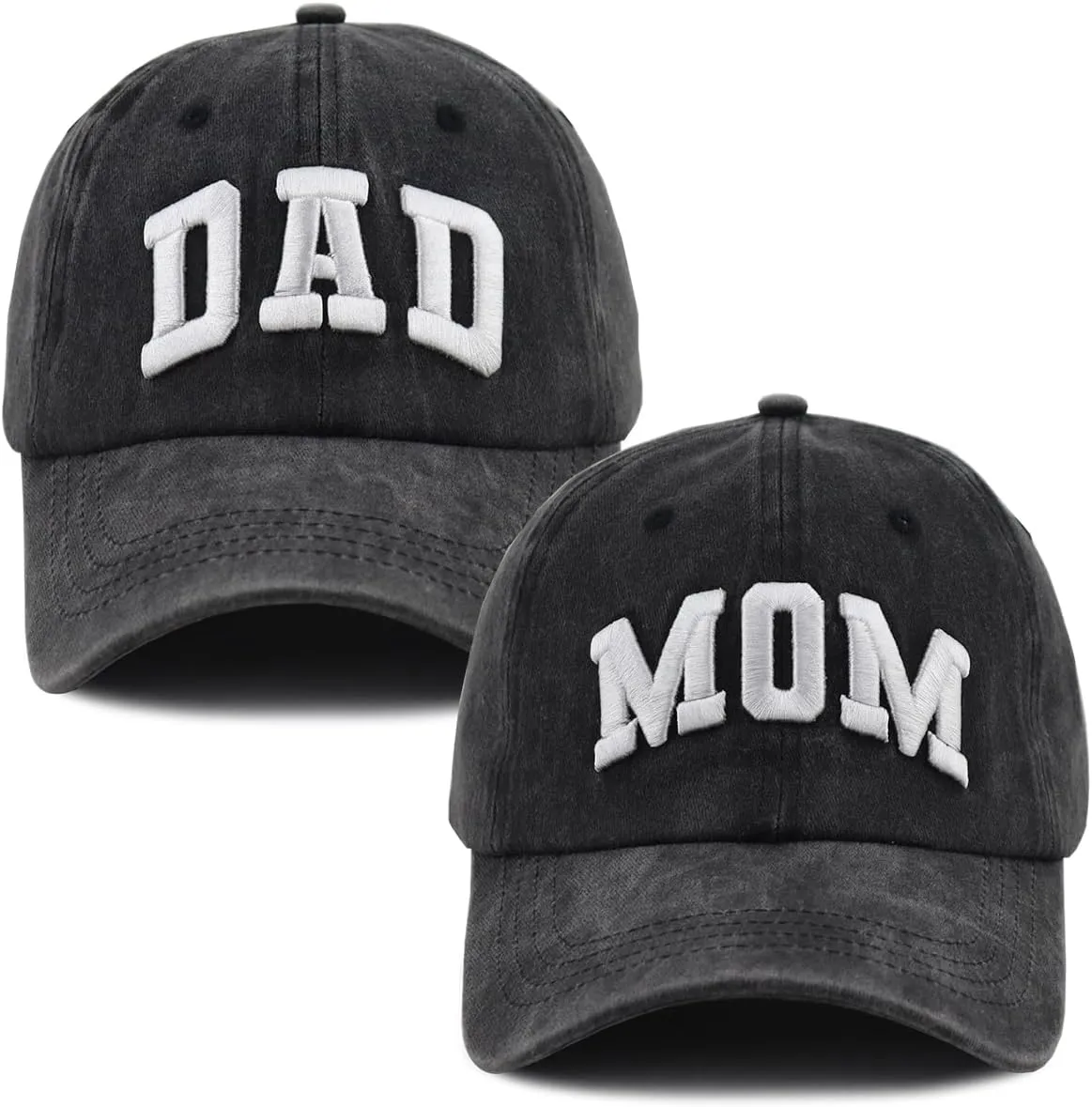 Dad and Mom Hats for Men Women, 3D Embroidered Adjustable Washed Cotton Fathers Mothers Day Birthday Baseball Caps